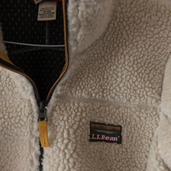 LL Bean Cream White Zip-up Fleece Outerlayer - Picture 3 of 5